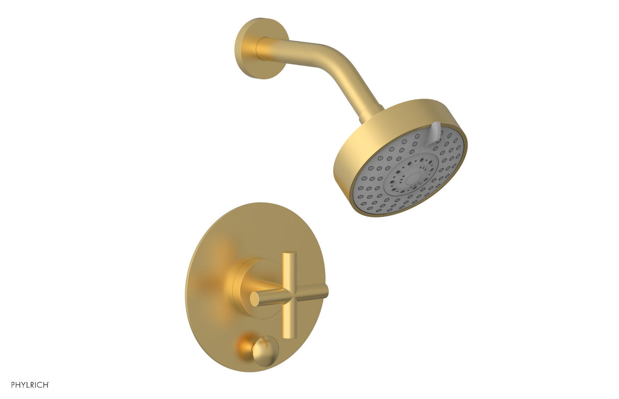 Phylrich 4-087-24B TRANSITION - Pressure Balance Shower and Diverter Set (Less Spout), Cross Handle 4-087 - Burnished Gold
