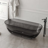 New England Home Goods Anse 69" Freestanding Tub in Gray - Stone Resin Solid Surface