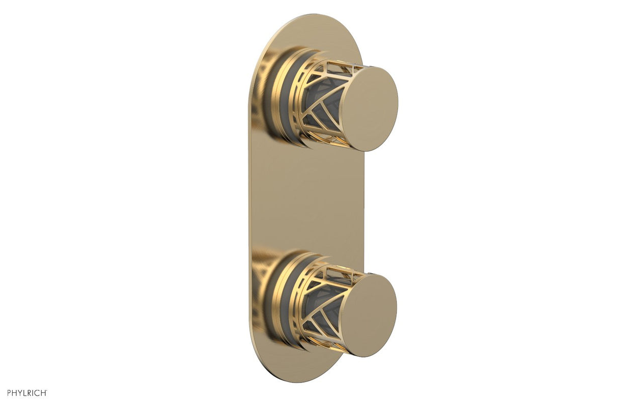 Phylrich 4-589-004X048 JOLIE- Thermostatic Valve with Volume Control or Diverter with "Grey" Accents 4-589 - Satin Brass