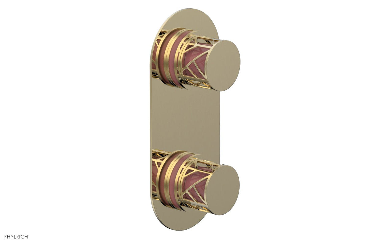 Phylrich 4-589-03UX045 JOLIE- Thermostatic Valve with Volume Control or Diverter with "Pink" Accents 4-589 - Polished Brass Uncoated