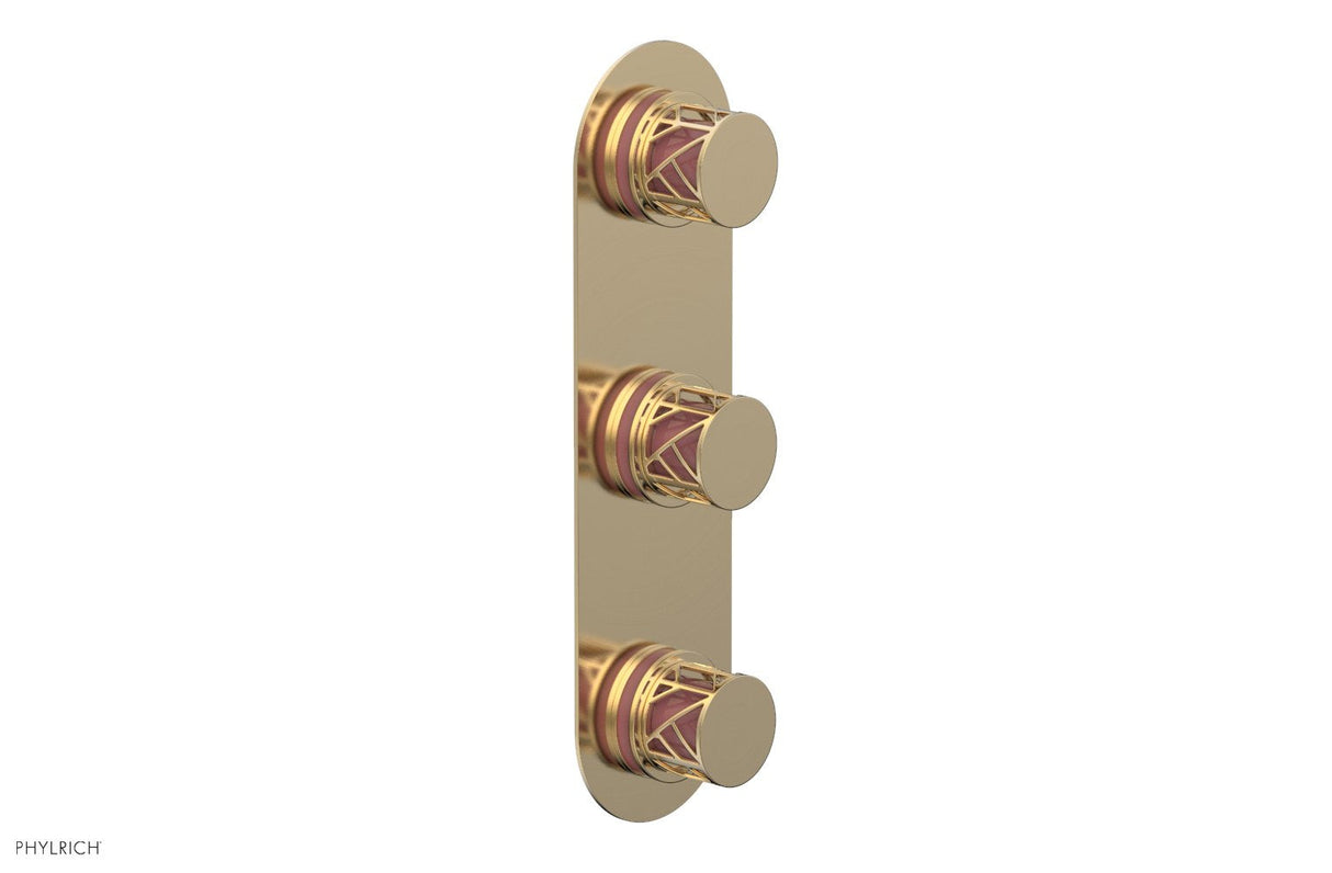 Phylrich 4-590-004X045 JOLIE Thermostatic Valve with Two Volume Control with "Pink" Accents 4-590 - Satin Brass