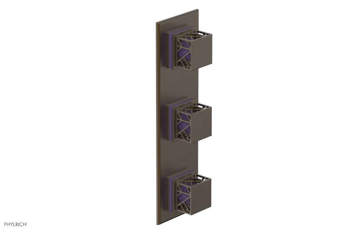 Phylrich 4-591-OEBX046 JOLIE Thermostatic Valve with Two Volume Control with "Purple" Accents 4-591 - Old English Brass