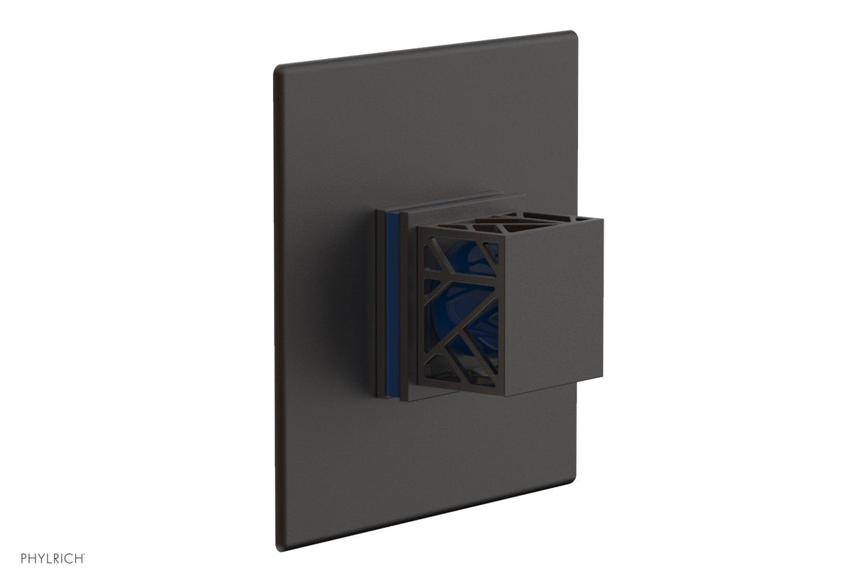 Phylrich 4-593-10BX044 JOLIE Pressure Balance Shower Plate & Handle Trim, Square Handle with "Navy Blue" Accents 4-593 - Oil Rubbed Bronze