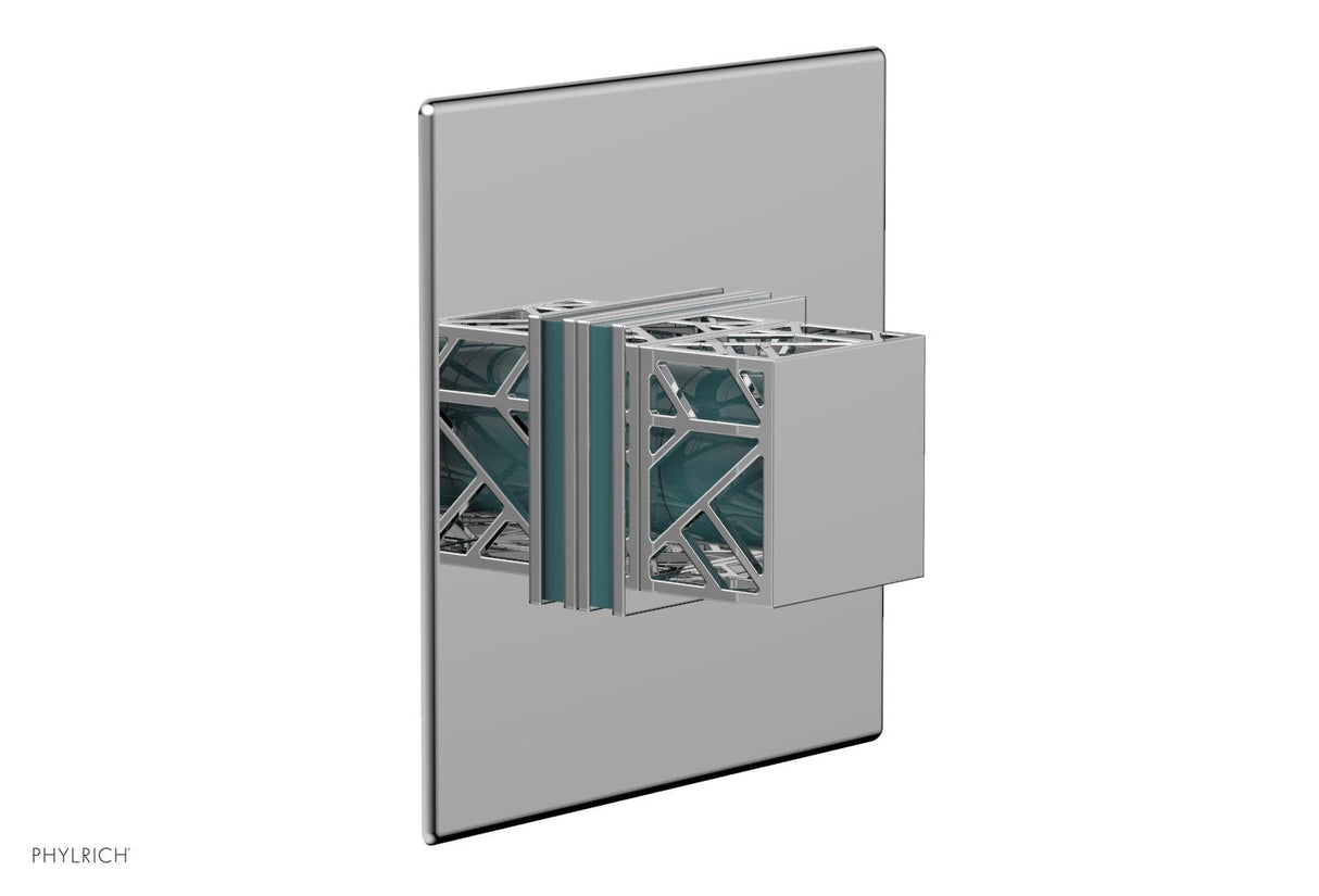 Phylrich 4-593-026X049 JOLIE Pressure Balance Shower Plate & Handle Trim, Square Handle with "Turquoise" Accents 4-593