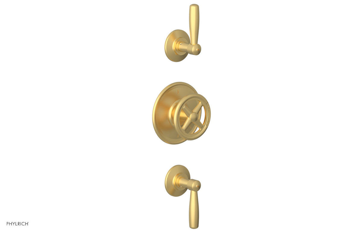 Phylrich 4-613-24B WORKS 3/4" Thermostatic Valve with Two Volume Control, Lever Handles 4-613 - Burnished Gold