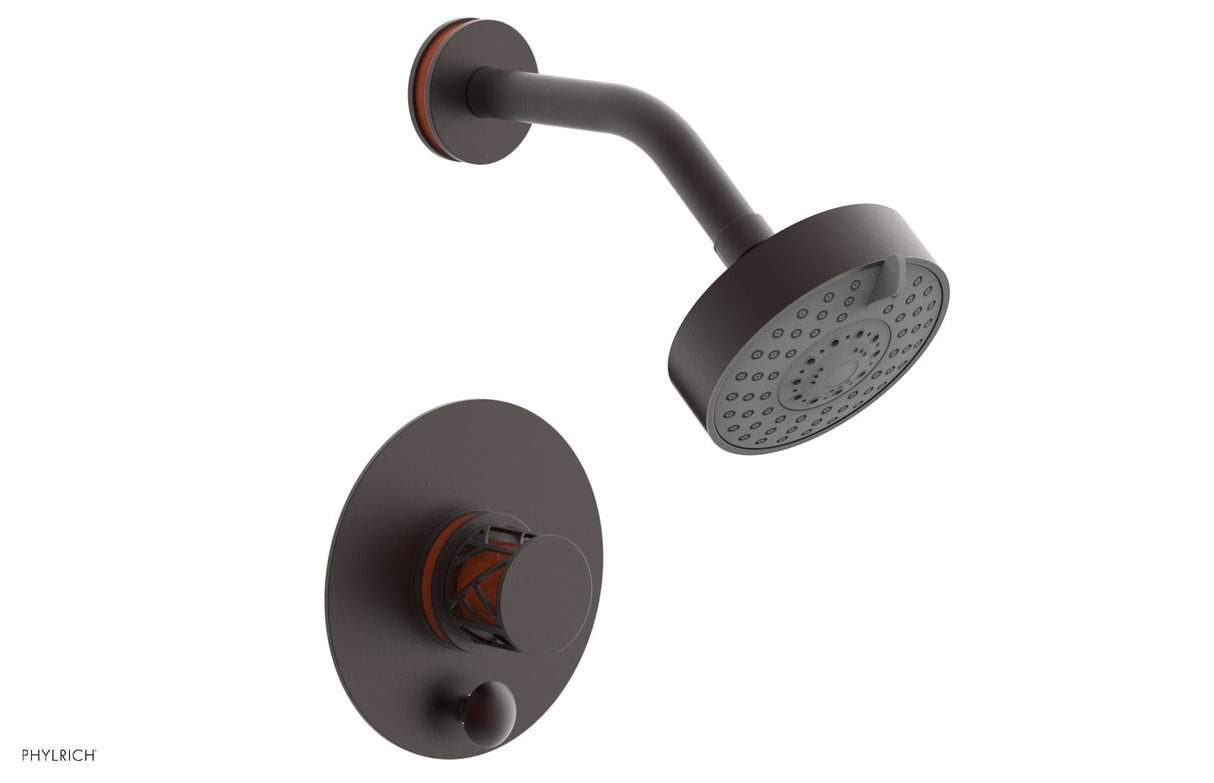 Phylrich 4-677-05WX042 JOLIE Pressure Balance Shower and Diverter Set (Less Spout), Round Handle with "Orange" Accents 4-677 - Weathered Copper