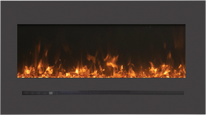 Amantii WM-FML-48-5523-STL Wall Mount / Flush Mount - 48" Electric Fireplace with a Steel Surround and Glass Media