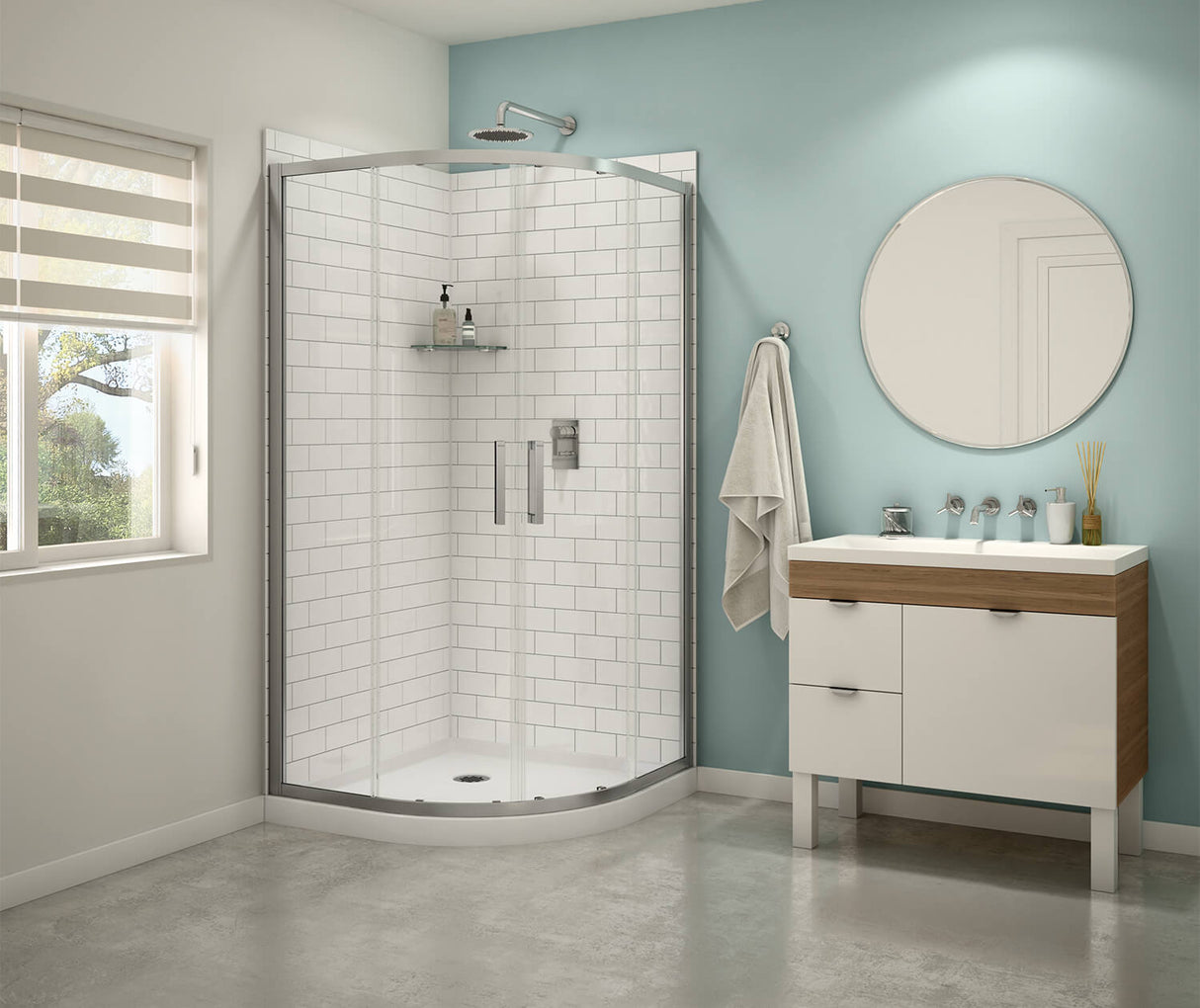 MAAX 107170-900-340-000 Kassia 38 x 38 Acrylic Center Drain Shower Kit in White with Clear glass  in Matte Black