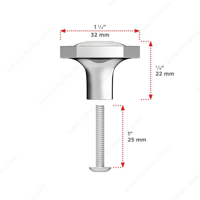 Richelieu BP262603014001 Modern Metal and Crystal Knob - 2626