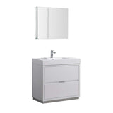 Fresca FVN8436WH Fresca Valencia 36" Glossy White Free Standing Modern Bathroom Vanity w/ Medicine Cabinet