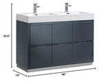 Fresca FCB8448GG-D-I Fresca Valencia 48" Dark Slate Gray Free Standing Double Sink Modern Bathroom Vanity