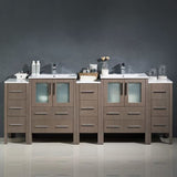 Fresca FCB62-72GO-I Fresca Torino 84" Gray Oak Modern Double Sink Bathroom Cabinets w/ Integrated Sinks