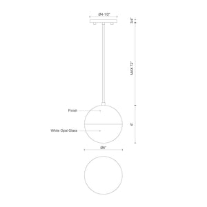 Kuzco PD11706-BK MONAE 6" PD Black 120V ELV LED 3000K 90CRI 13W