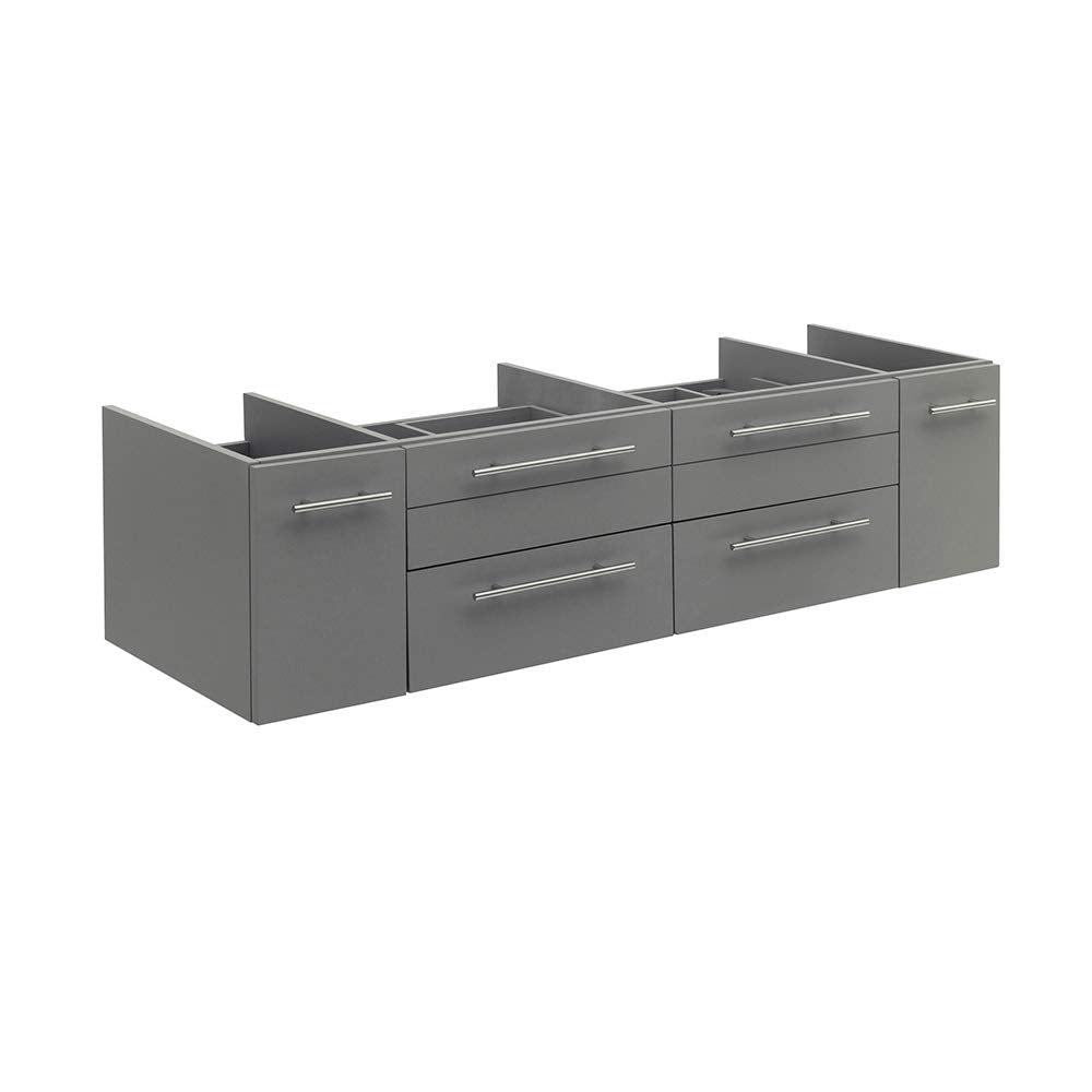 Fresca FCB6160GR-VSL-D Fresca Lucera 60" Gray Wall Hung Double Vessel Sink Modern Bathroom Cabinet
