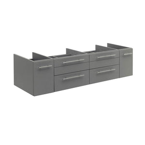 Fresca FCB6160GR-VSL-D Fresca Lucera 60" Gray Wall Hung Double Vessel Sink Modern Bathroom Cabinet