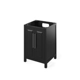 Jeffrey Alexander VKITCAD24BKCQR 24" Black Cade Vanity, Calacatta Vienna Quartz Vanity Top, undermount rectangle bowl