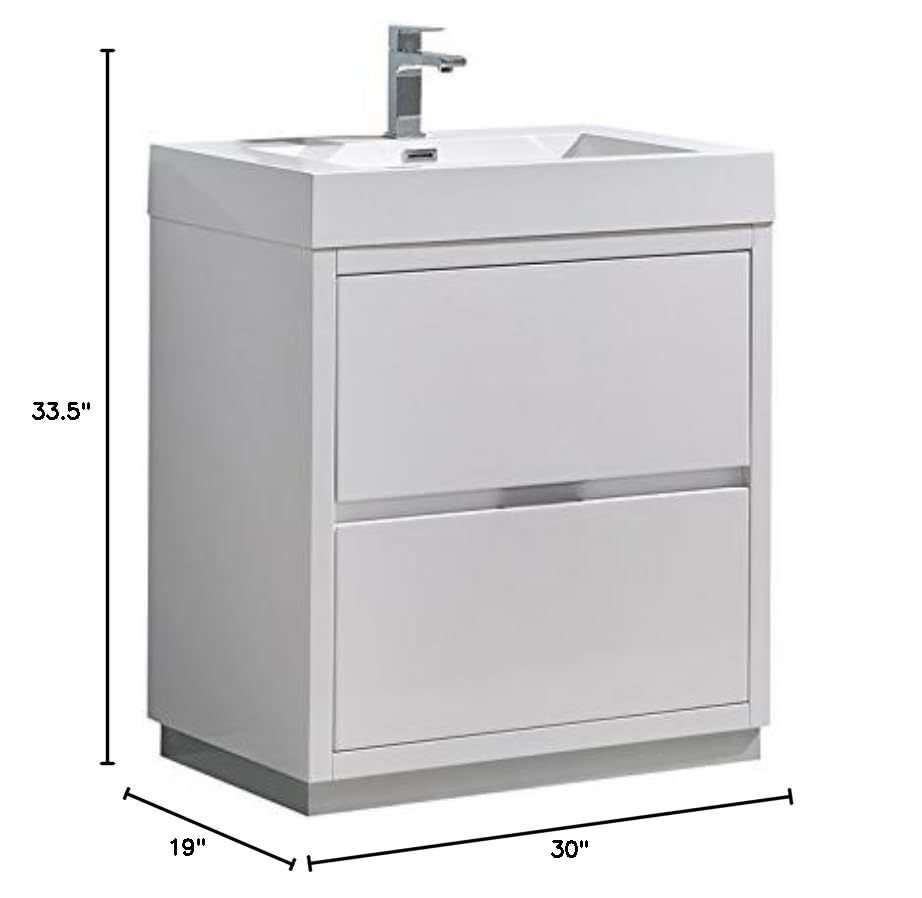 Fresca FCB8430WH-I Fresca Valencia 30" Glossy White Free Standing Modern Bathroom Vanity