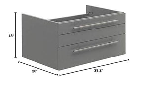 Fresca FCB6130GR-UNS Fresca Lucera 30" Gray Wall Hung Undermount Sink Modern Bathroom Cabinet