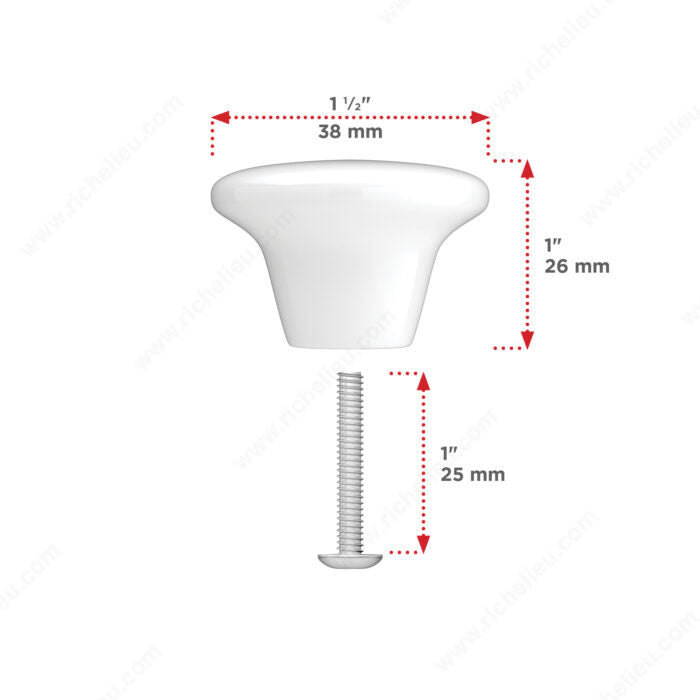 Richelieu BP600630 Modern Ceramic Knob - 6006