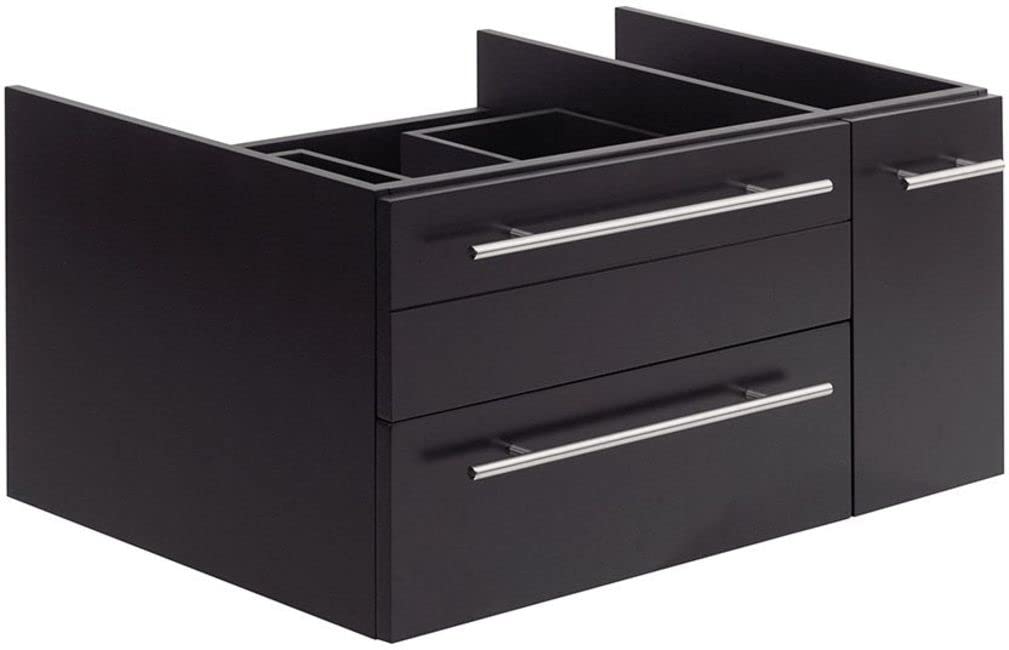 Fresca FCB6136ES-VSL-L Fresca Lucera 36" Espresso Wall Hung Vessel Sink Modern Bathroom Cabinet - Left Version