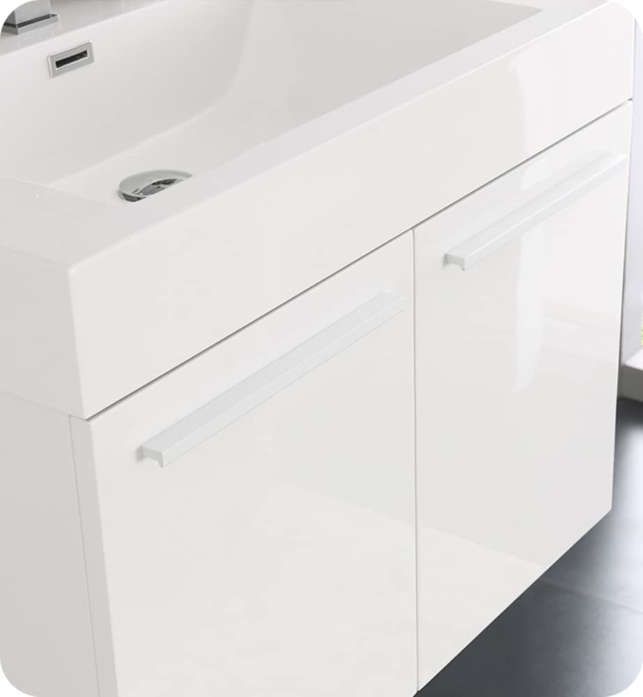 Fresca FCB8089WH Fresca Vista 30" White Wall Hung Modern Bathroom Cabinet