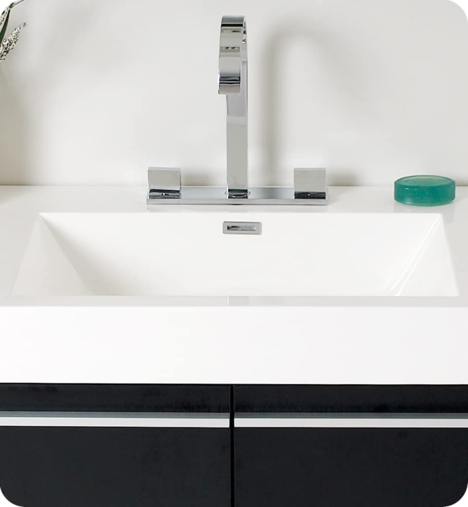 Fresca FVN8090BW Fresca Vista 36" Black Modern Bathroom Vanity w/ Medicine Cabinet