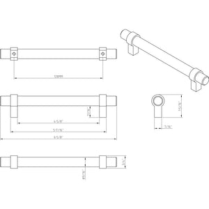 Jeffrey Alexander 5128MBBG 128 mm Center-to-Center Matte Black with Brushed Gold Key Grande Cabinet Bar Pull