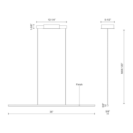 Kuzco LP14935-WH CHUTE 35" LP White 120V TRIAC/ELV LED 3000K 90CRI 21W