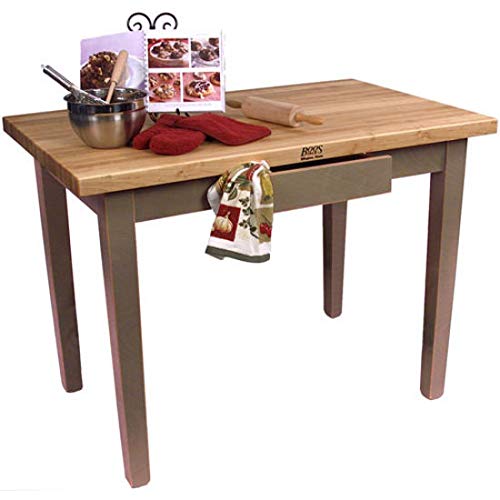 John Boos C4824-UG Cream Finish Useful Gray Stain Base Maple Classic Country Work Table, 48 x 24 1.75 inch - 1 each.