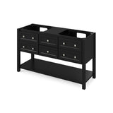 Jeffrey Alexander VKITADL60BKCQR 60" Black Adler Vanity, double bowl, Calacatta Vienna Quartz Vanity Top, two undermount rectangle bowls