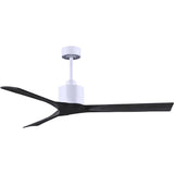 Matthews Fan NK-MWH-BK-60 Nan 6-speed ceiling fan in Matte White finish with 60” solid matte black wood blades