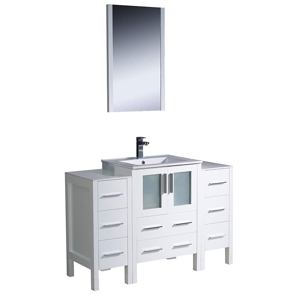 Fresca FVN62-122412GR-UNS Fresca Torino 48" Gray Modern Bathroom Vanity w/ 2 Side Cabinets & Integrated Sink