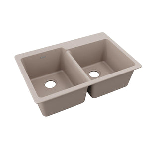 Elkay Quartz Classic ELG250RGR0 Greige Offset Double Bowl Top Mount Sink