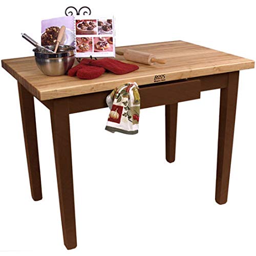John Boos C3624C-D-CR Classic Country Worktable, 36" W x 24" D 35" H, with Casters and Drawer, Cherry Stain
