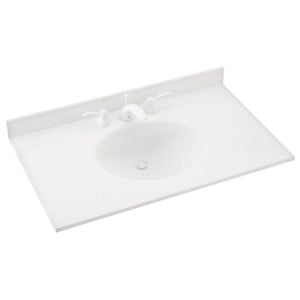 Swanstone VT1B1937 Ellipse 19 x 37 Single Bowl Vanity Top in White VT01937.010
