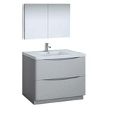 Fresca FVN9140GRG Fresca Tuscany 40" Glossy Gray Free Standing Modern Bathroom Vanity w/ Medicine Cabinet