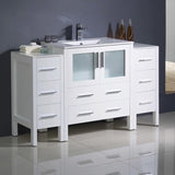 Fresca FCB62-123012WH-I Fresca Torino 54" White Modern Bathroom Cabinets w/ Integrated Sink