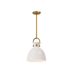 Alora PD411811AGGO WALDO 11" PENDANT AGED GOLD GLOSSY OPAL GLASS E26 60W