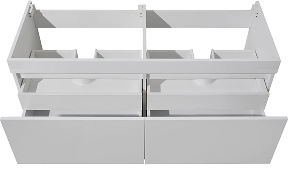 Fresca FCB8012WH Fresca Mezzo 48" White Wall Hung Double Sink Modern Bathroom Cabinet