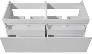 Fresca FCB8012WH Fresca Mezzo 48" White Wall Hung Double Sink Modern Bathroom Cabinet