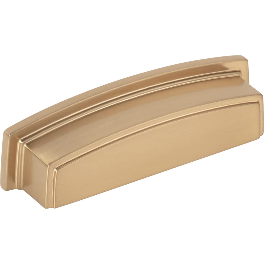 Jeffrey Alexander 141-96SBZ 96 mm Center Satin Bronze Square-to-Center Square Renzo Cabinet Cup Pull