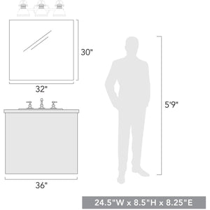Duncan 3 Light Bath Vanity in Chrome with a Matte Black Shade