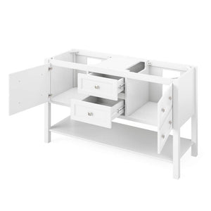 Jeffrey Alexander VKITADL60WHWCR 60" White Adler Vanity, double bowl, White Carrara Marble Vanity Top, two undermount rectangle bowls