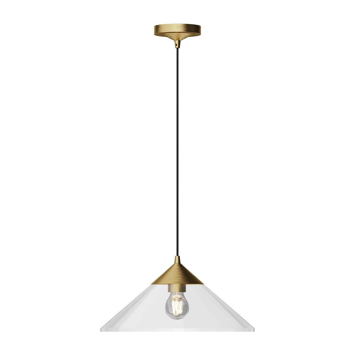 Alora PD521015BGCL MAUER 15" PENDANT BRUSHED GOLD CLEAR GLASS 72" WIRE E26 60W