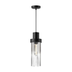 Alora PD435605MBCR KENT 5" PD MATTE BLACK CLEAR RIBBED GLASS CORD 72 1X60W E26