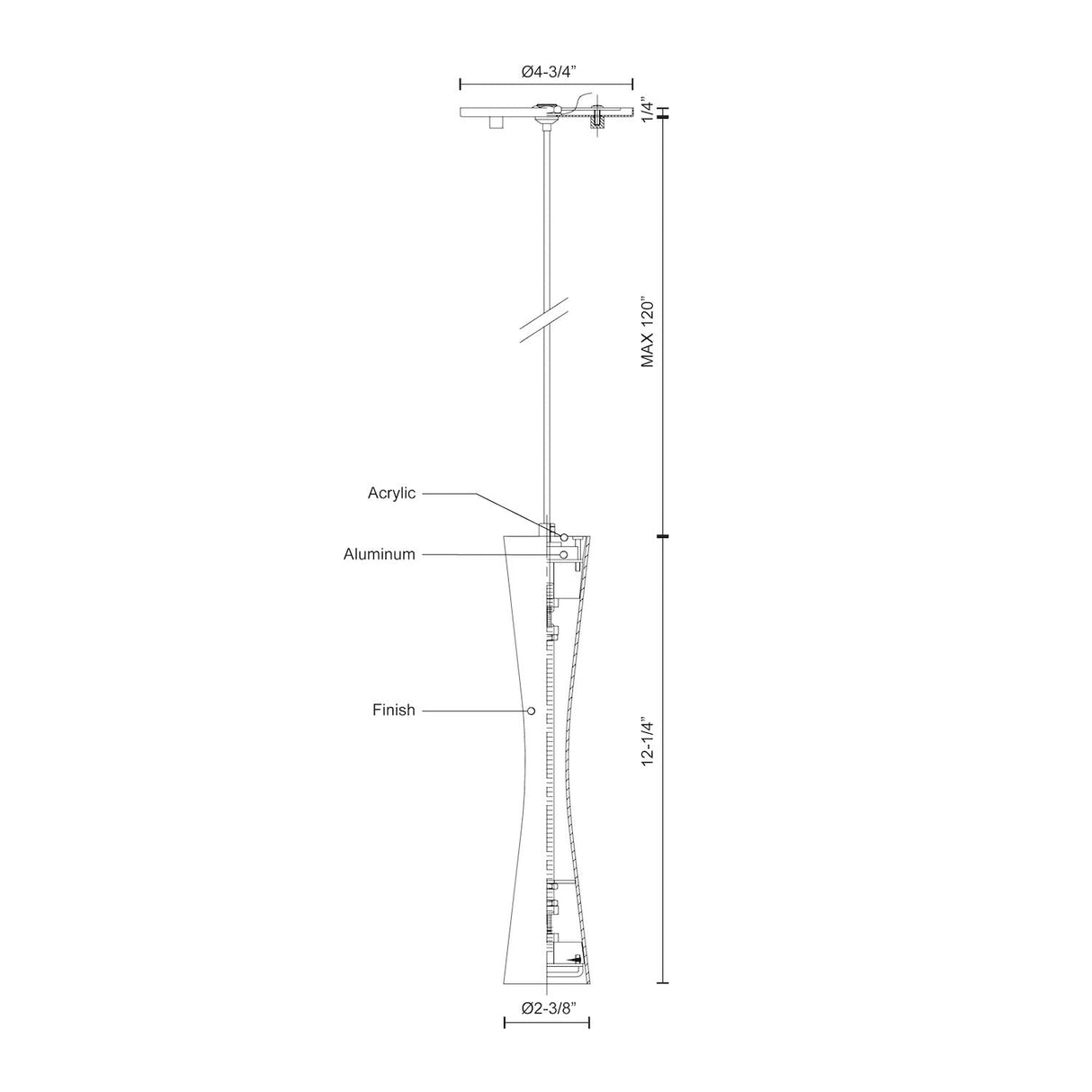 Kuzco PD42502-CH ROBSON 12" PD Chrome 120V ELV LED 3000K 90CRI 14W