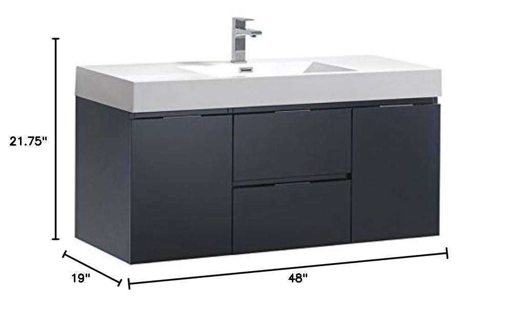 Fresca FCB8348GG-I Fresca Valencia 48" Dark Slate Gray Wall Hung Modern Bathroom Vanity