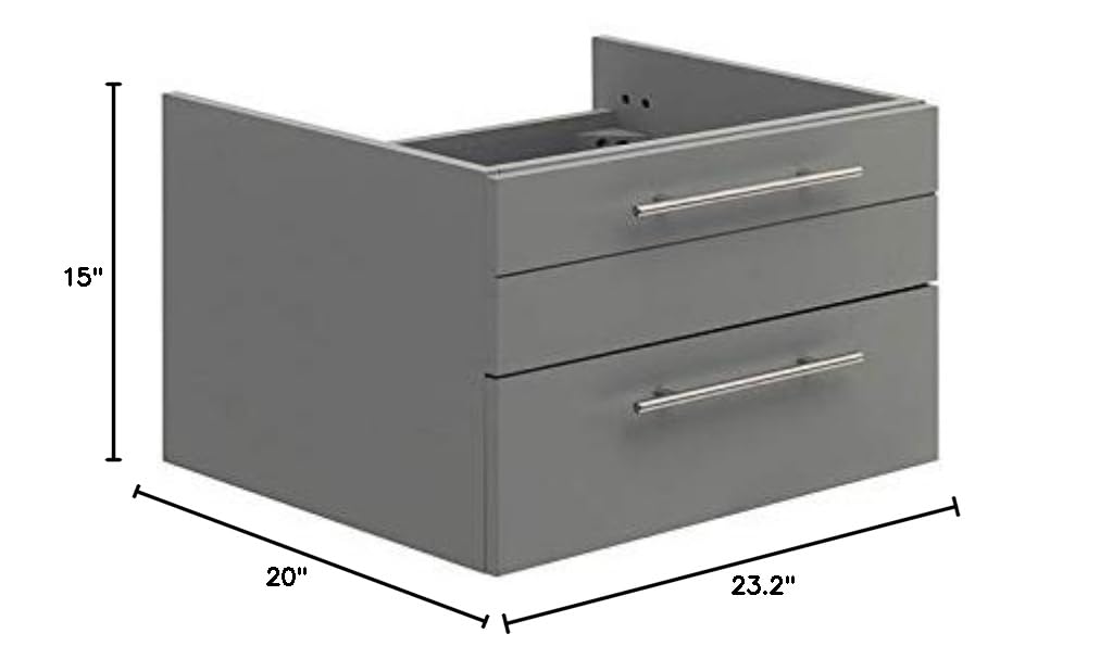 Fresca FCB6124GR-UNS Fresca Lucera 24" Gray Wall Hung Undermount Sink Modern Bathroom Cabinet