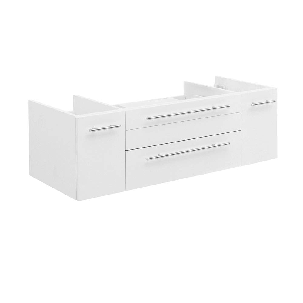 Fresca FCB6148WH-VSL-D Fresca Lucera 48" White Wall Hung Double Vessel Sink Modern Bathroom Cabinet
