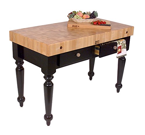 John Boos CUCR05-BK American Heritage Rustica Maple Butcher Block on Black Base